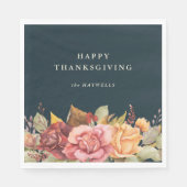 Serviette En Papier Fête de Thanksgiving de la frontière florale autom (Devant)