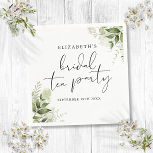 Serviette En Papier Fête de thé de mariage élégant script rustique ver
