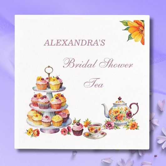 Serviette En Papier Fête de thé floral Lilac rose rousse Na