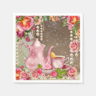 Serviette En Papier Fête de thé Pearl Rose pour la mariée
