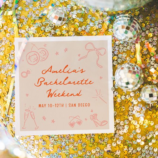 Serviette En Papier Fête de week-end de Bachelorette avec dessin rose 