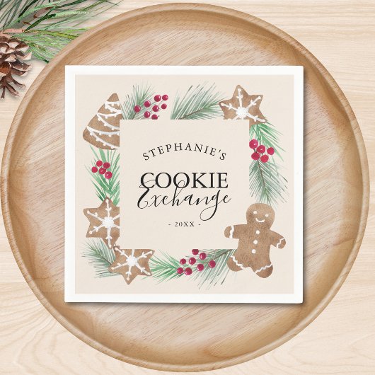 Serviette En Papier Fête d'échange de biscuits de Noël