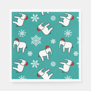 Serviette En Papier Fête d'éléphant blanc Noël (Turquoise) Papier Napk