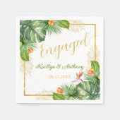 Serviette En Papier Fête d'engagement tropicale aquarelle fleurs de pa (Devant)