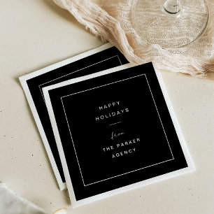 Serviette En Papier Fête d'entreprise Noël Minimaliste Noir Noël