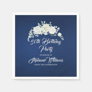 Serviette En Papier Fête des 50 ans de la rose blanche vintage féminin