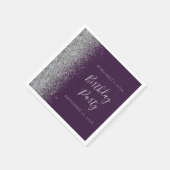 Serviette En Papier Fête des 70 ans Glitter Argent Violet (Coin)