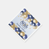 Serviette En Papier Fête des 80 ans ballons dorés marine (Coin)