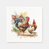 Serviette En Papier Fête des amateurs de coq de ferme mignonne (Devant)