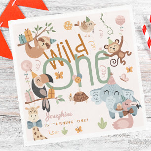 Serviette En Papier Fête des animaux de safari Wild one anniversaire d