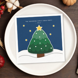 Serviette En Papier Fête des arbres de Noël de neige moderne simple