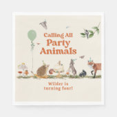 Serviette En Papier Fête des bois Animaux Neutre fête d'anniversaire (Devant)