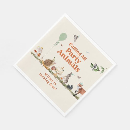 Serviette En Papier Fête des bois Animaux Neutre fête d'anniversaire (Coin)