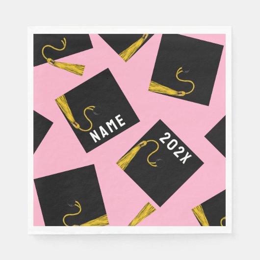 Serviette En Papier Fête des diplômés 2025 rose (Devant)