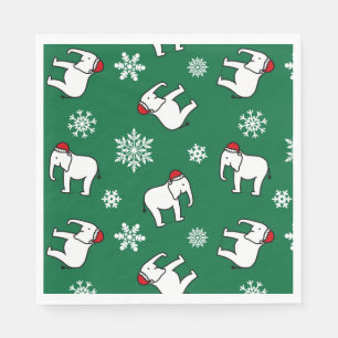 Serviette En Papier Fête des éléphants blancs Noël (Vert) Napkin
