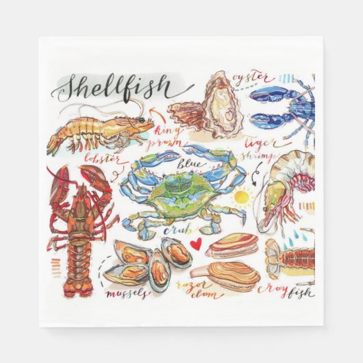 Serviette En Papier Fête des fruits de mer (Devant)
