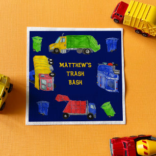Serviette En Papier Fête des Garçons des Camions à Ordures Peints Bash