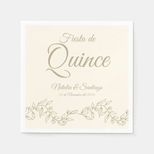 Serviette En Papier Fête des jumeaux espagnols de Quince Champagne Bot (Devant)