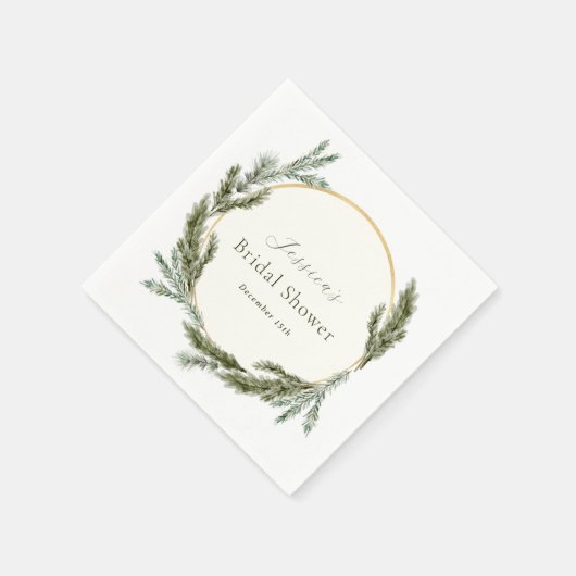 Serviette En Papier Fête des mariées À feuillage persistant de pin d'h (Coin)