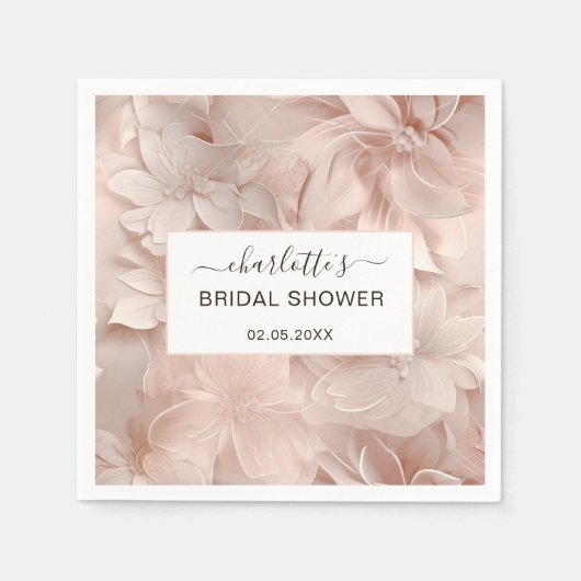 Serviette En Papier Fête des mariées à fleurs moderne (Devant)