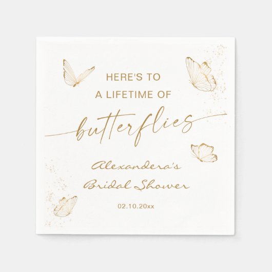 Serviette En Papier Fête des mariées à papillon blanc (Devant)