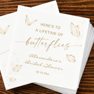 Serviette En Papier Fête des mariées à papillon blanc