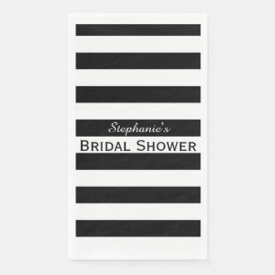 Serviette En Papier Fête des mariées à rayures noir et blanc