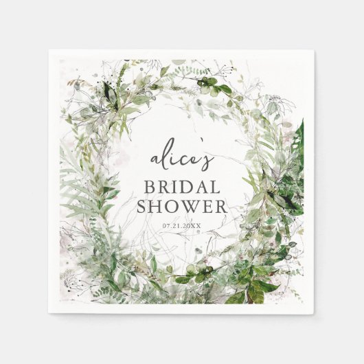 Serviette En Papier Fête des mariées à script jardin verdoyant (Devant)