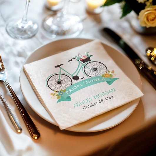 Serviette En Papier Fête des mariées à vélo Mint Green Floral