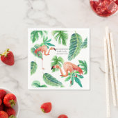 Serviette En Papier Fête des mariées aquarelle Flamant rose rose feuil (En situation)