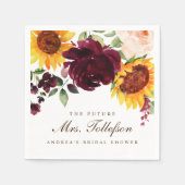 Serviette En Papier Fête des mariées Automne Tournesol Rose Vin Bourgo (Devant)