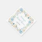 Serviette En Papier Fête des mariées aux fleurs de pivoines bleues et (Coin)