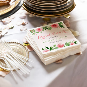 Serviette En Papier Fête des mariées Belle aquarelle Rose Fleurs