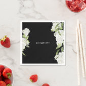 Serviette En Papier Fête des mariées Black White Hydrangeas (En situation)