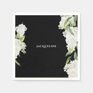 Serviette En Papier Fête des mariées Black White Hydrangeas