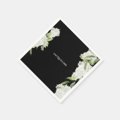 Serviette En Papier Fête des mariées Black White Hydrangeas (Coin)
