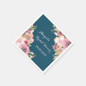 Serviette En Papier Fête des mariées bleu marine rose (Coin)