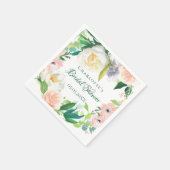 Serviette En Papier Fête des mariées bleu rose fleurons (Coin)