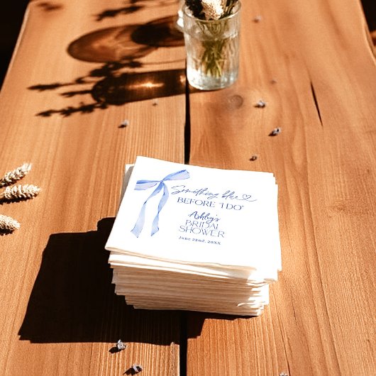 Serviette En Papier Fête des mariées Bleue Bow, Quelque Chose De Bleu