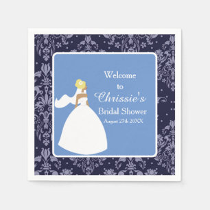 Serviette En Papier Fête des mariées Blue Damask Bride