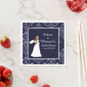 Serviette En Papier Fête des mariées Blue Damask Bride (En situation)