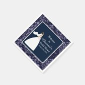 Serviette En Papier Fête des mariées Blue Damask Bride (Coin)