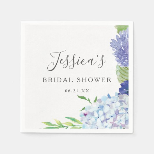 Serviette En Papier Fête des mariées Blue Hydrangea (Devant)