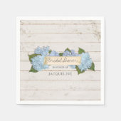 Serviette En Papier Fête des mariées Blue Hydrangea Shiplap Bois (Devant)