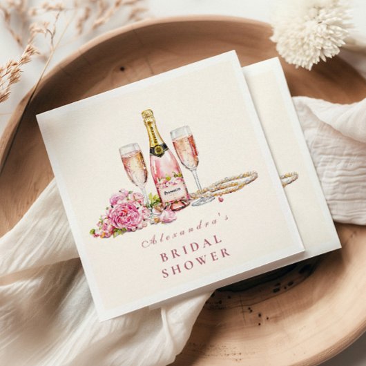 Serviette En Papier Fête des mariées Blush Bubbly & Pearl