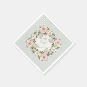 Serviette En Papier Fête des mariées Blush Roses Succulent décoration 