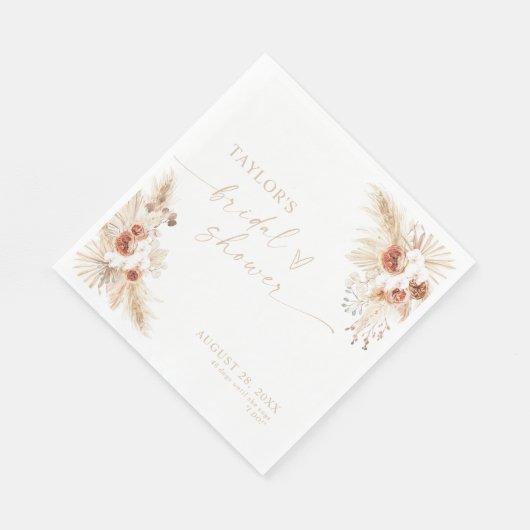 Serviette En Papier Fête des mariées Boho Beige (Coin)