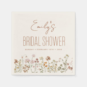 Serviette En Papier Fête des mariées Boho Fleur sauvage En Terracotta