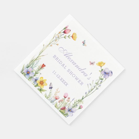 Serviette En Papier Fête des mariées Boho Fleurs sauvages d'été de la (Coin)