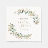 Serviette En Papier Fête des mariées boho rustique en or eucalyptus (Devant)